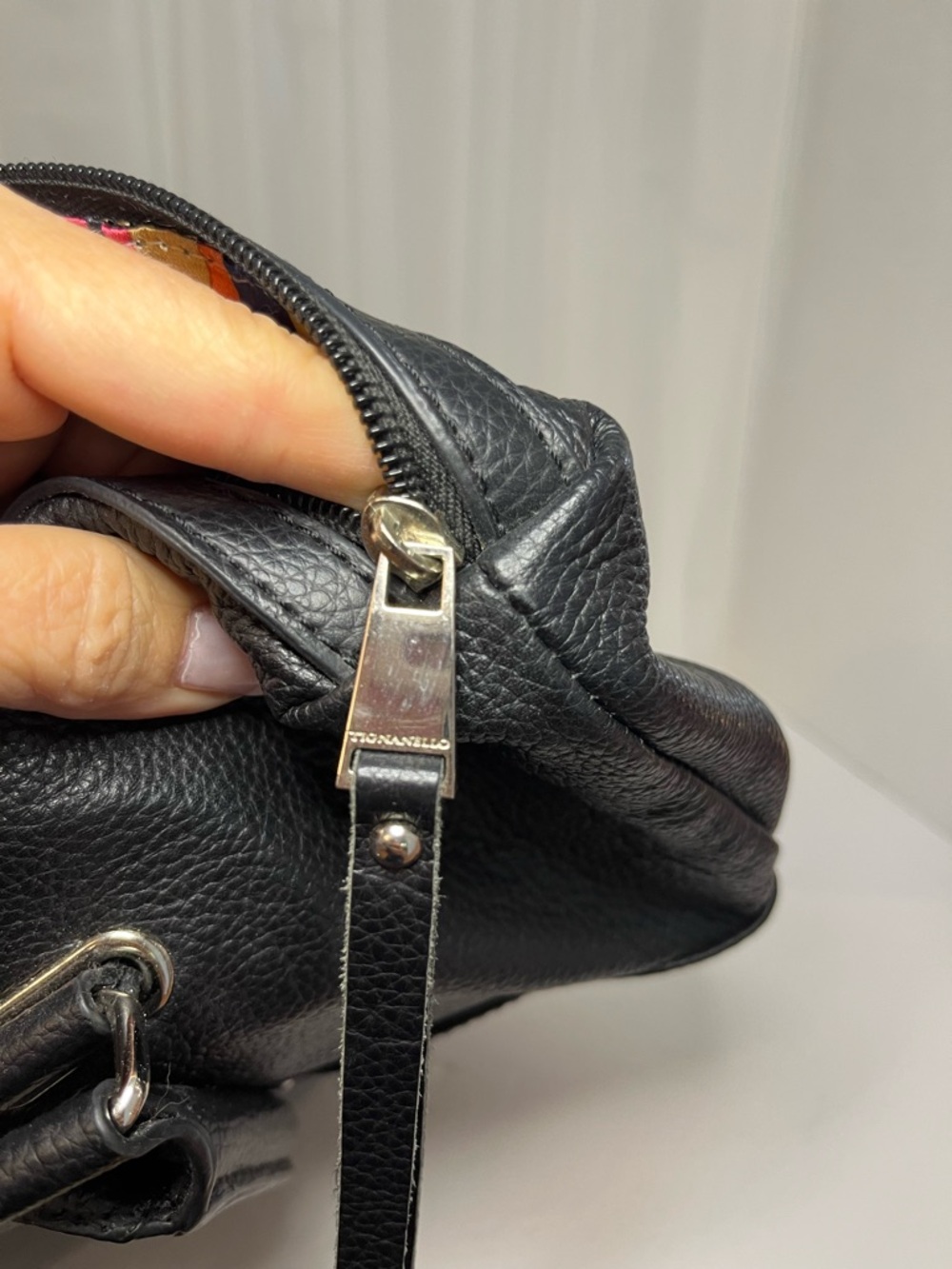 Tignanello Black Leather Studded Shoulder Tote - Picture 8 of 8